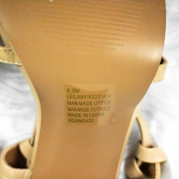 Kensie Beige Tan Faux Leather Strappy Slingback Block Heel Sandals 8.5 - Picture 12 of 12
